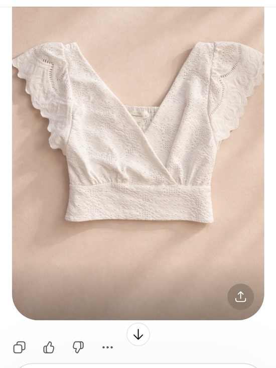 URBAN Romantics Tops - URBAN Romantics White Eyelet Wrap Crop Top with Scalloped Flutter Sleeves